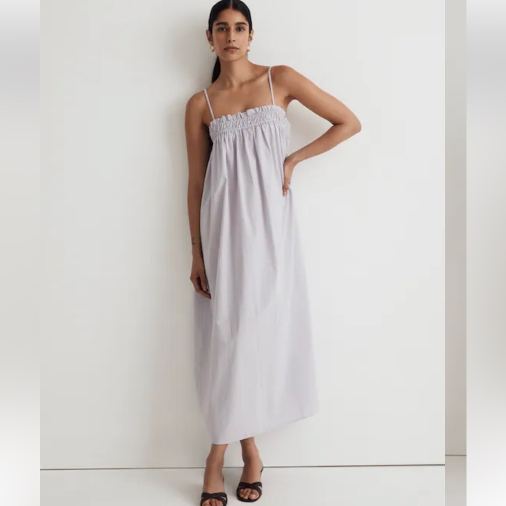 Madewell Poplin Ruffle A-Line Midi Dress in Dusty Lavender Size S